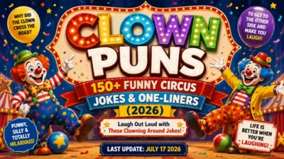 Clown Puns featuring funny circus jokes and clean clown one-liners for 2026.