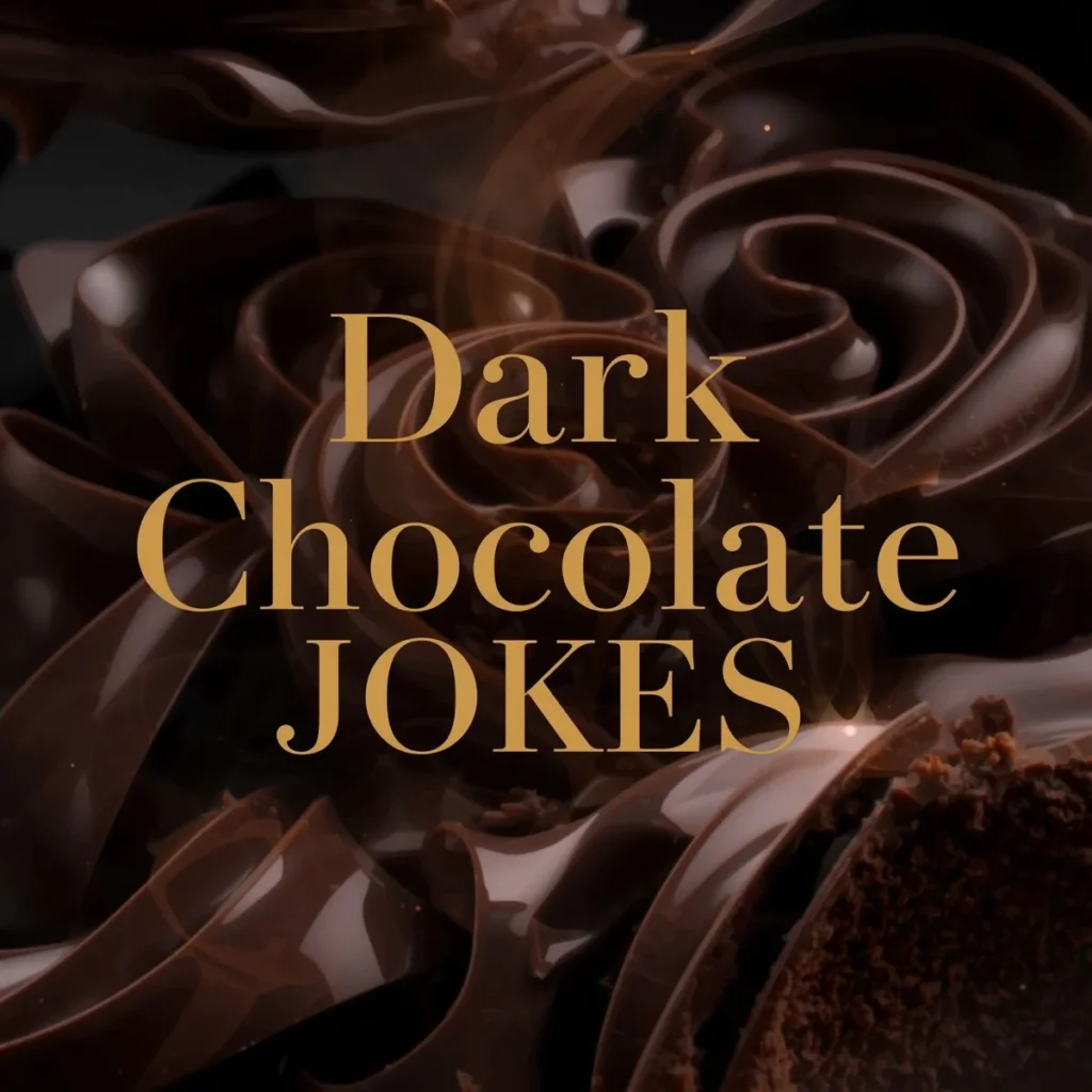 Dark chocolate jokes banner with elegant cocoa bars and classy sweet humor for chocolate lovers
