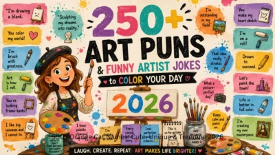 250+ Art Puns & Funny Artist Jokes to Color Your Day 2026🎨