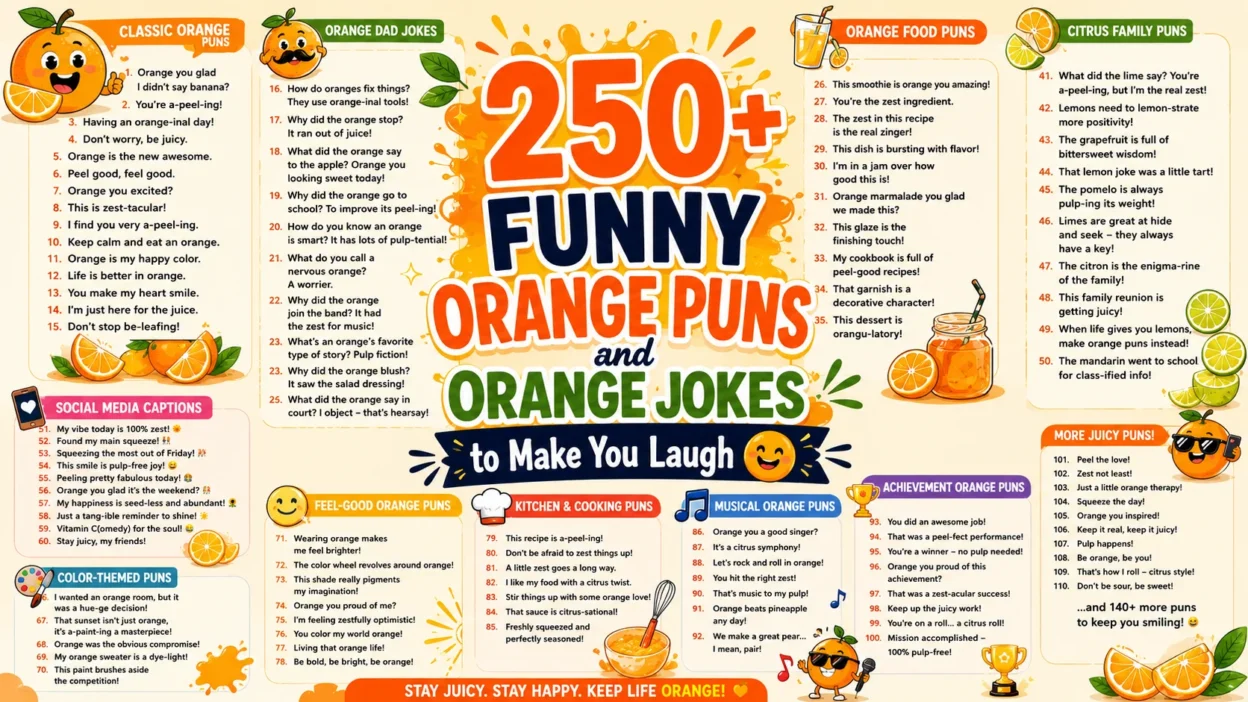 250+ Funny Orange Puns and Orange Jokes to Make You Laugh 🍊
