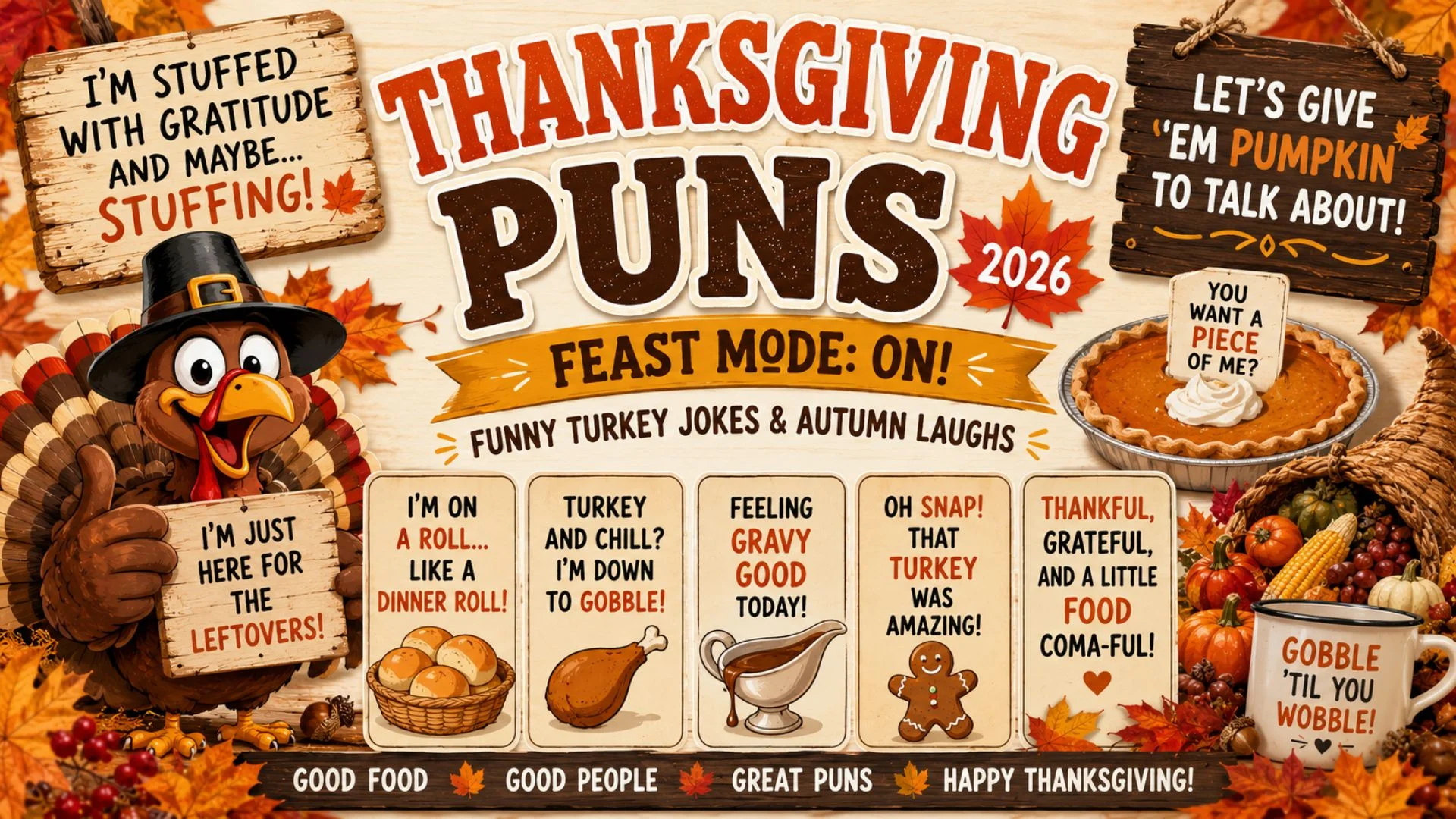 Thanksgiving Puns 2026: Funny Turkey Jokes & Autumn Laughs
