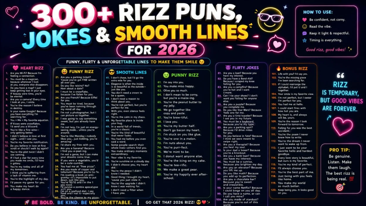 300+ Rizz Puns, Jokes & Smooth Lines for 2026 😄