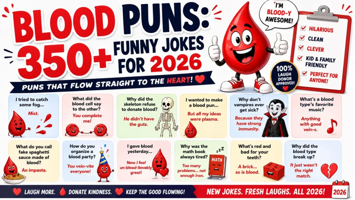 Blood Puns 350+ Funny Jokes for 2026 🩸😂