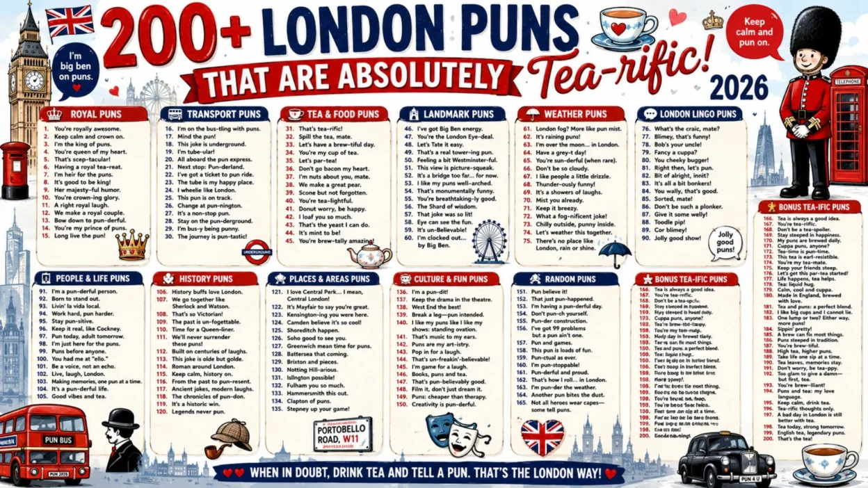 200+ London Puns That Are Absolutely Tea‑rific 2026200+ London Puns That Are Absolutely Tea‑rific 2026