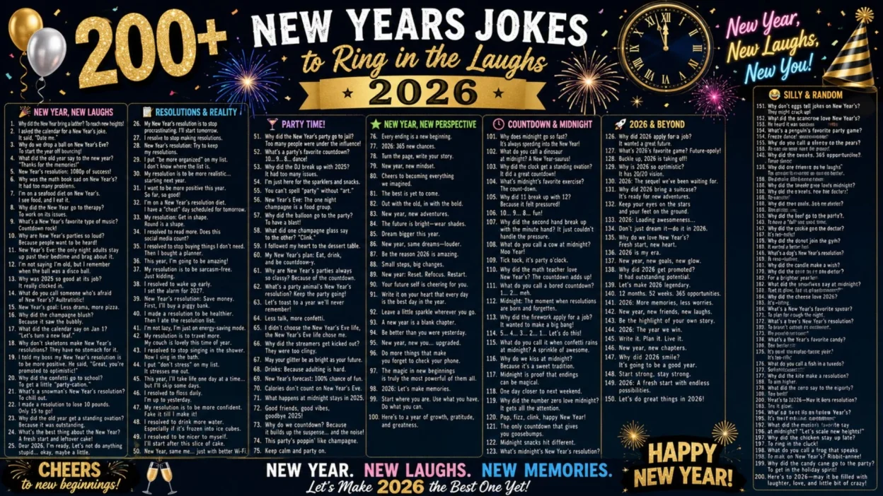 200+ New Years Jokes to Ring in the Laughs 2026