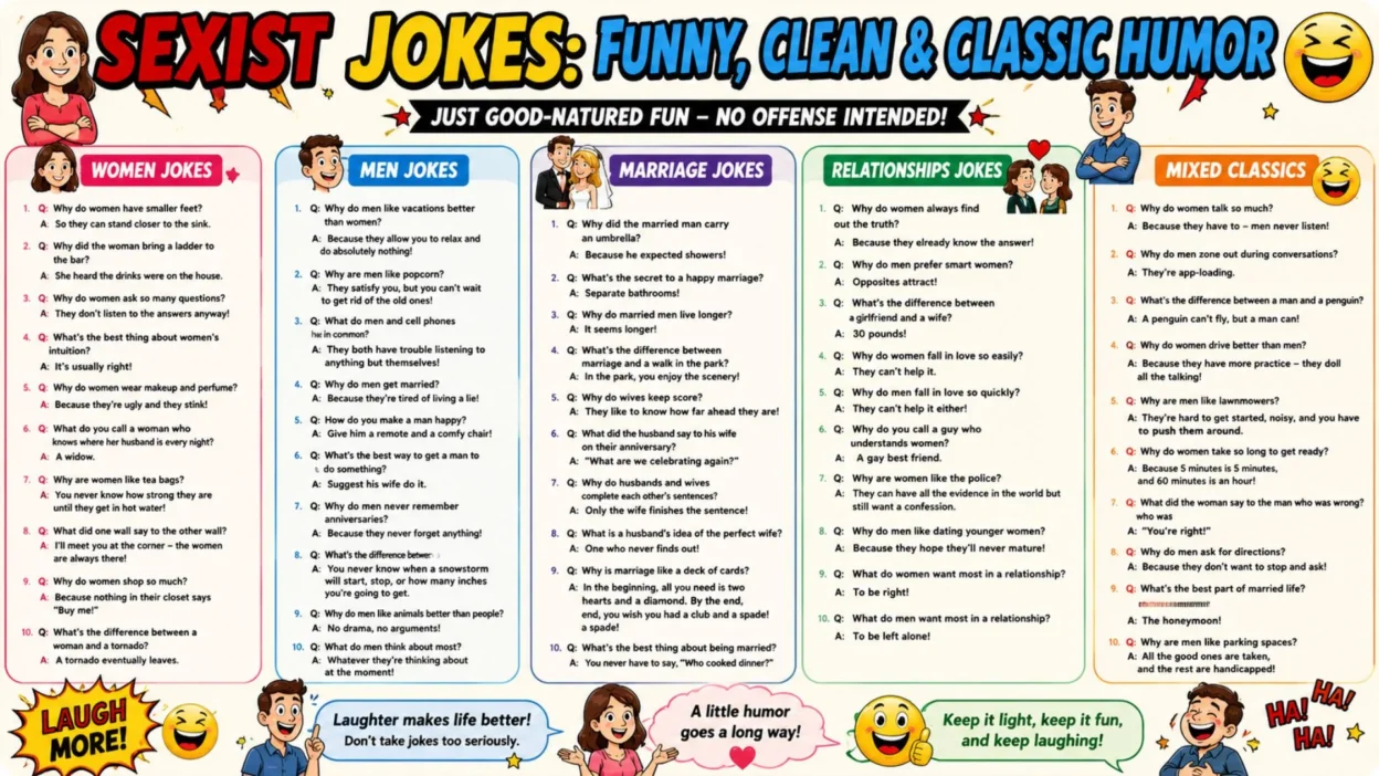 Sexist Jokes Funny, Clean & Classic Humor 😆