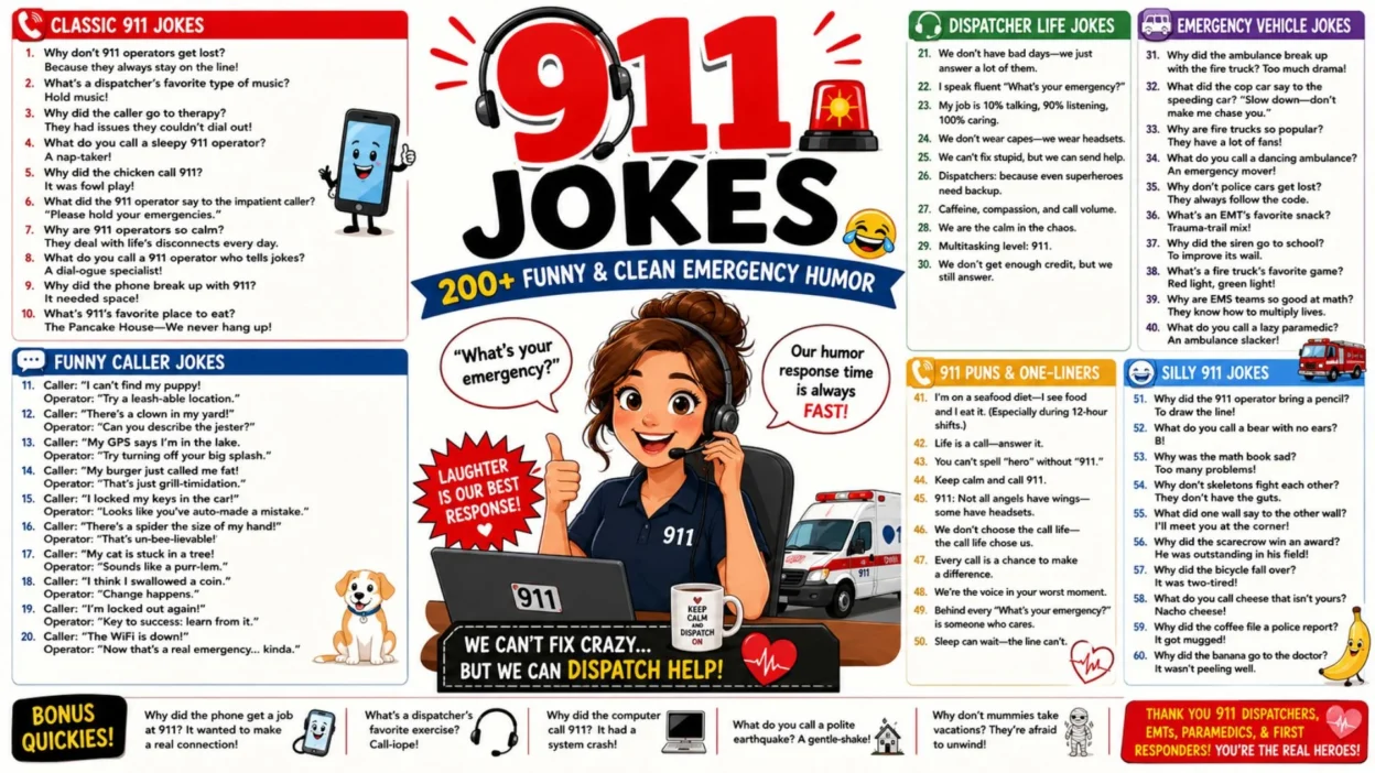 📞 911 Jokes 200+ Funny & Clean Emergency Humor 🚨😂