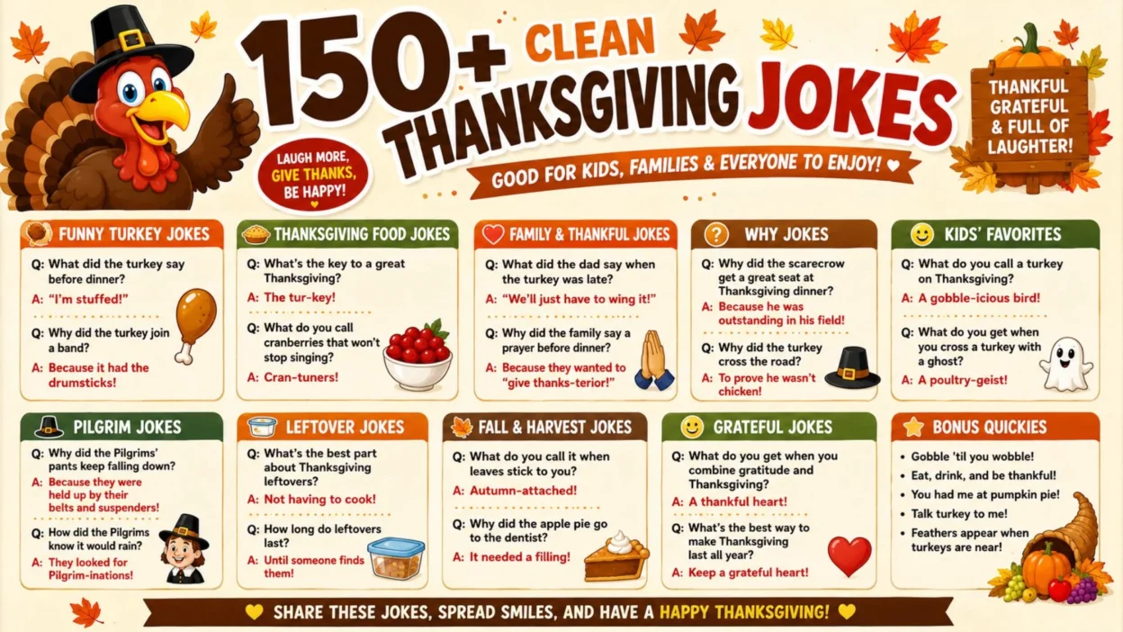 🦃 150+ Clean Thanksgiving Jokes