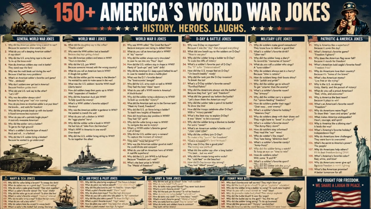 150+ America's World War Jokes