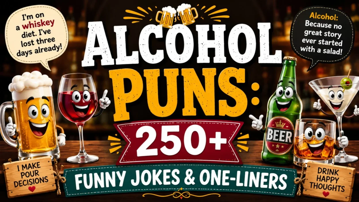 🍻 Alcohol Puns 250+ Funny Jokes & One-Liners