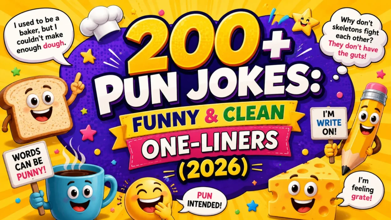 200+ Pun Jokes Funny & Clean One-Liners (2026) ⭐