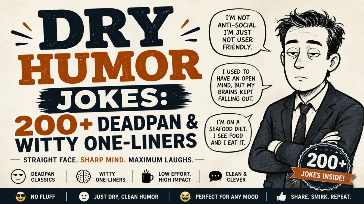 Dry Humor Jokes 200+ Deadpan & Witty One-Liners